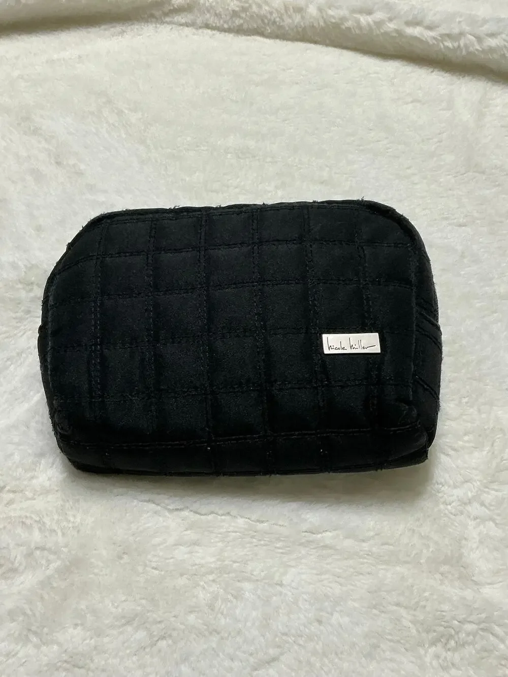 Nicole Miller Quilted Black Cosmetic Makeup Bag